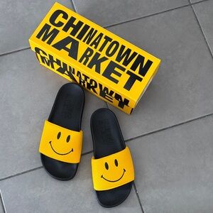 Yellow Smiley Slide Sandals